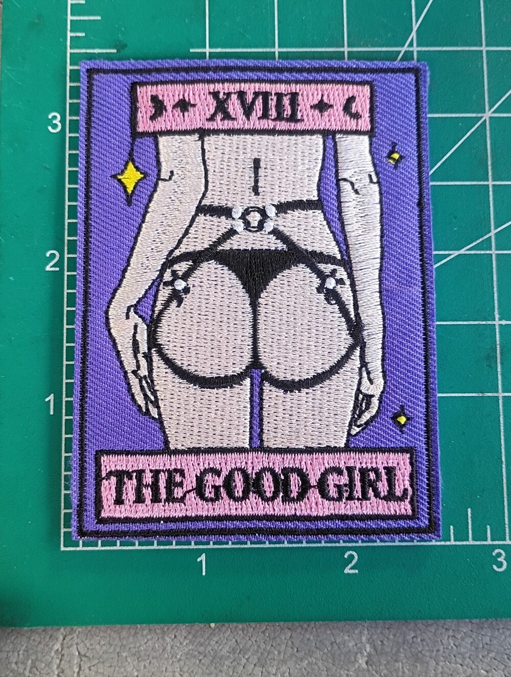 The Good Girl Tarot Card Purple Square Iron On Patch